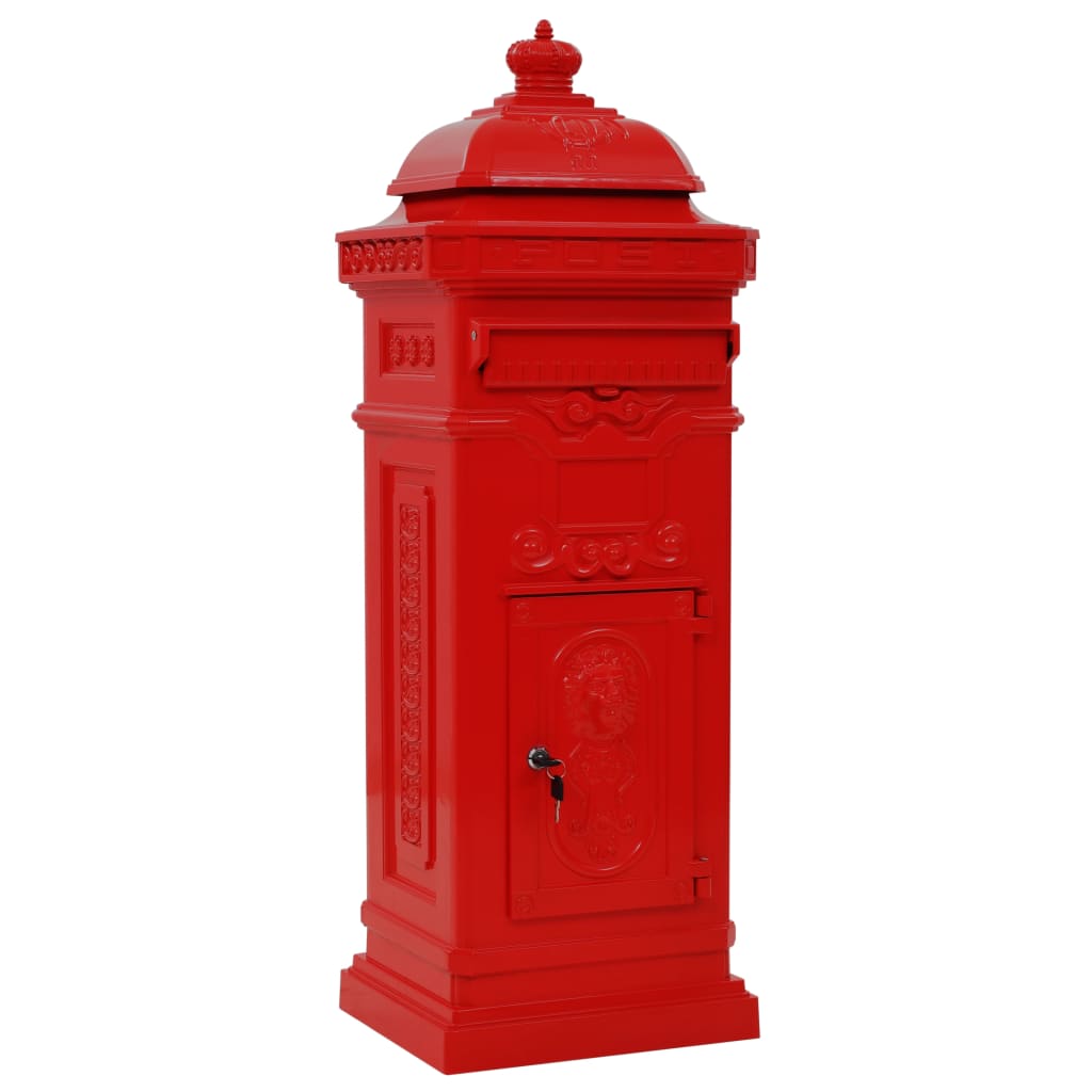 Vidaxl Pilaar Mailbox Vintage Style Rust -Resistent Aluminium Red