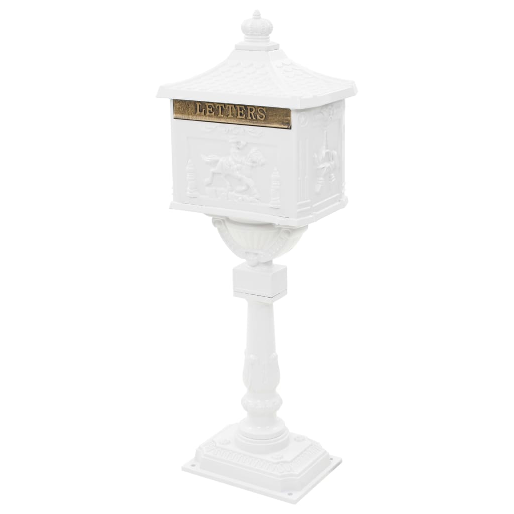 Vidaxl Standing Letterbox Vintage Style Rust -Resistent Aluminium White