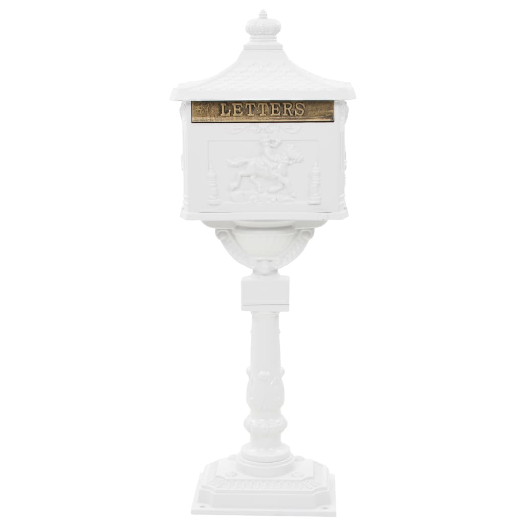 Vidaxl Standing Letterbox Vintage Style Rust -Resistent Aluminium White