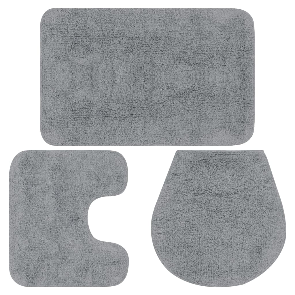 Vidaxl Bathmatting Set Stof grå 3-delt