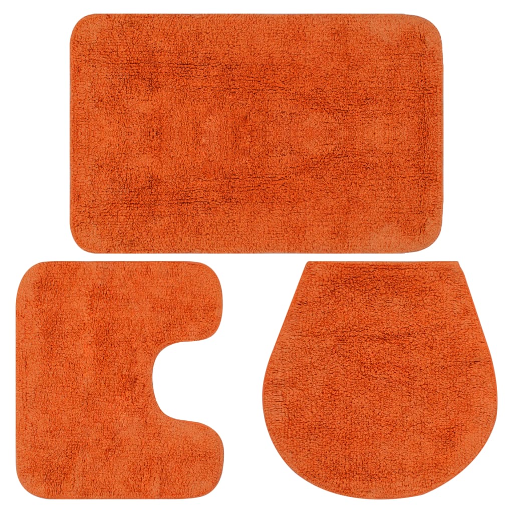 Vidaxl Bathmatting Set Stof Orange 3-delt