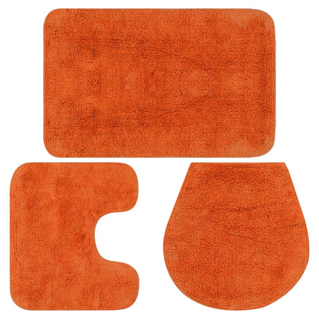 Vidaxl Bathmatting Set Stof Orange 3-delt