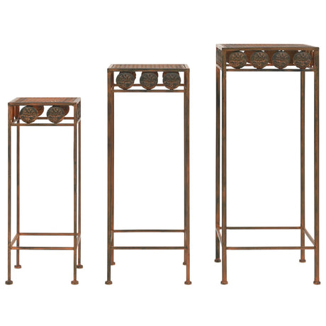 Vidaxl Plant Stand Set Vintage Style Metal Rust Color 3-Piece