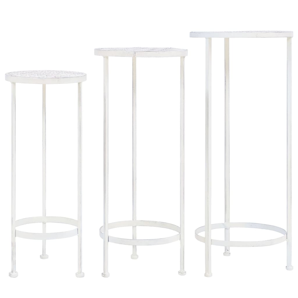 Vidaxl 3-Part Plant Stand Set Vintage Style Metal Antique White
