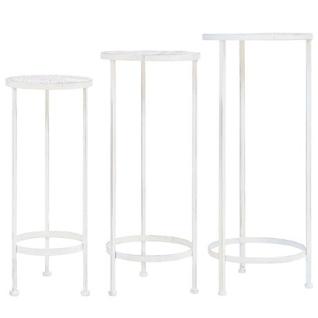 Vidaxl 3-Part Plant Stand Set Vintage Style Metal Antique White