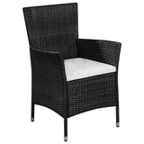 Vidaxl tuinstoel en kruk met kussens poly rattan zwart