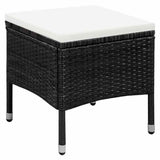 Vidaxl tuinstoel en kruk met kussens poly rattan zwart