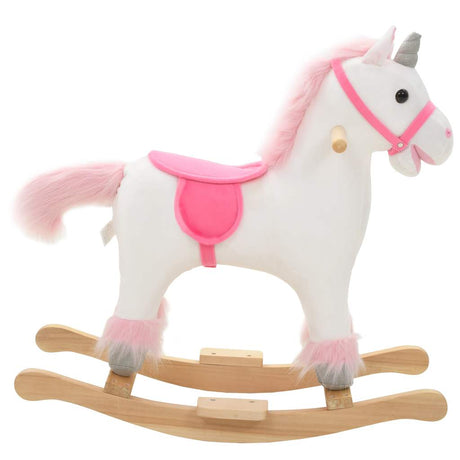 Vidaxl Hobbelier Unicorn 65x32x58 cm plys hvid og lyserød
