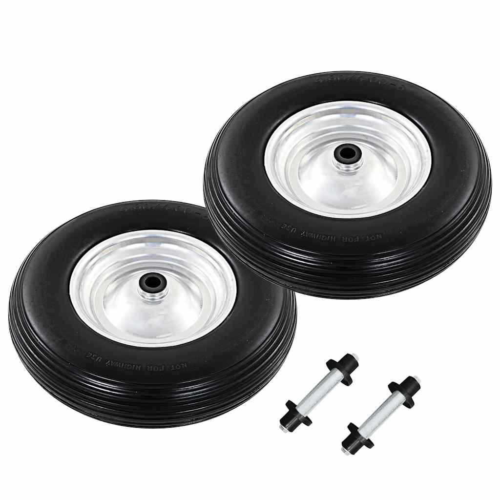 Vidaxl trillebørhjul med aksler 4,00-8 390 mm solid PU 2 STS