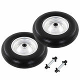 Vidaxl trillebørhjul med aksler 4,00-8 390 mm solid PU 2 STS