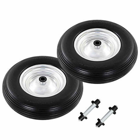 Vidaxl trillebørhjul med aksler 4,00-8 390 mm solid PU 2 STS