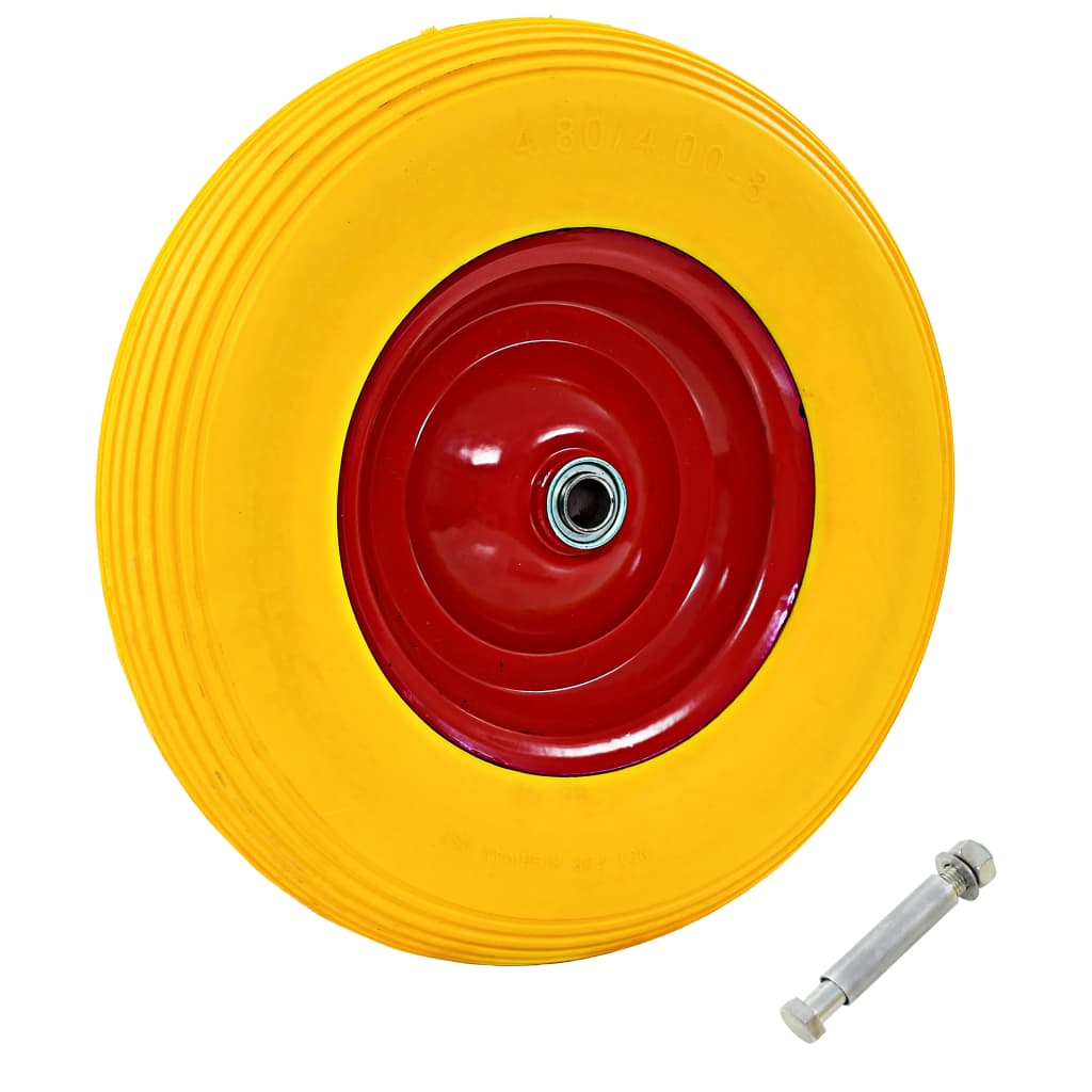 Vidaxl trillebørhjul med aksel 4,00-8 390 mm fast PU