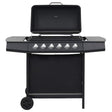 Vidaxl gasgrill med 6 madlavningszoner stål sort