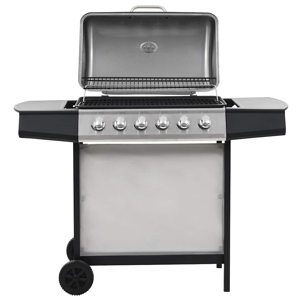 Vidaxl gasgrill med 6 madlavningszoner rustfrit stål sølvfarvet