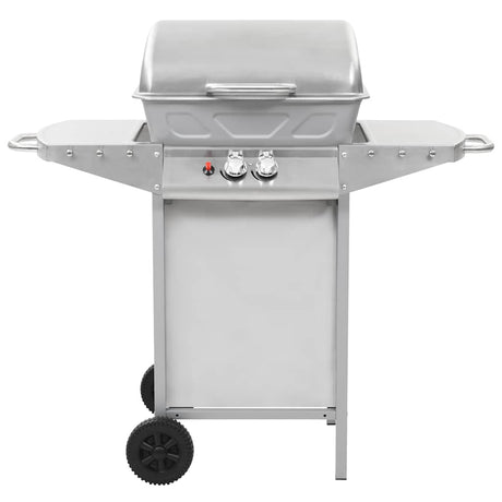 Vidaxl gasbarbecue og grill med 2 madlavningszoner rustfrit stål sølv