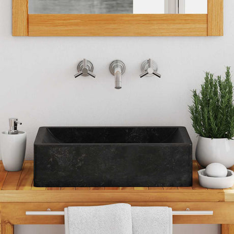 Vidaxl Sink 45x30x12 cm marmor højglans sort