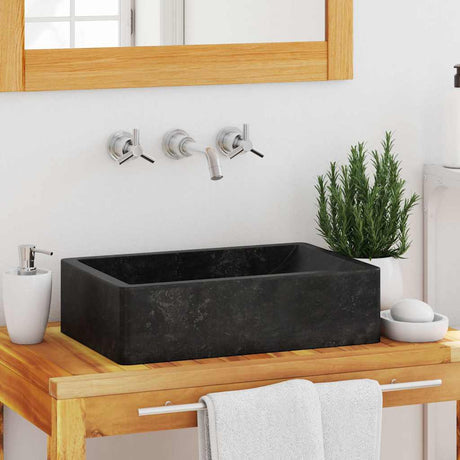 Vidaxl Sink 45x30x12 cm marmor højglans sort