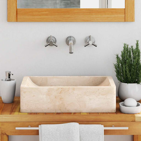 Vidaxl Sink 45x30x12 cm marmor High -Gloss creme -farvet