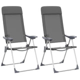 Vidaxl campingpladsstole 2 stk. Foldende aluminiumgrå