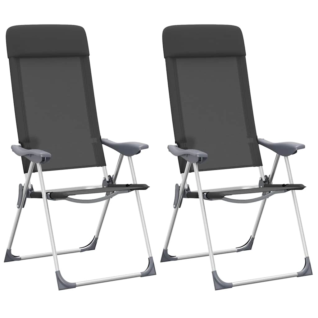 Vidaxl campingstole sammenfoldelig aluminium sort 2 m