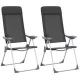 Vidaxl campingstole sammenfoldelig aluminium sort 2 m