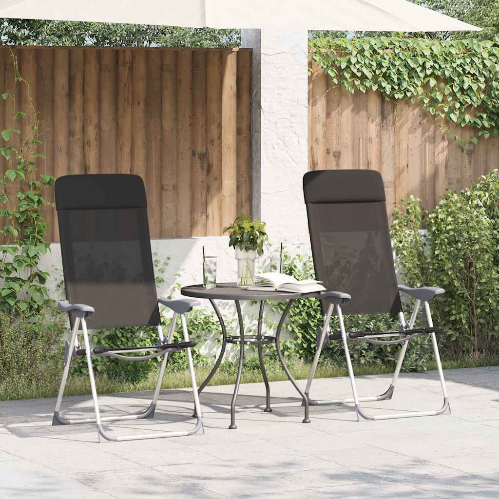 Vidaxl campingstole sammenfoldelig aluminium sort 2 m