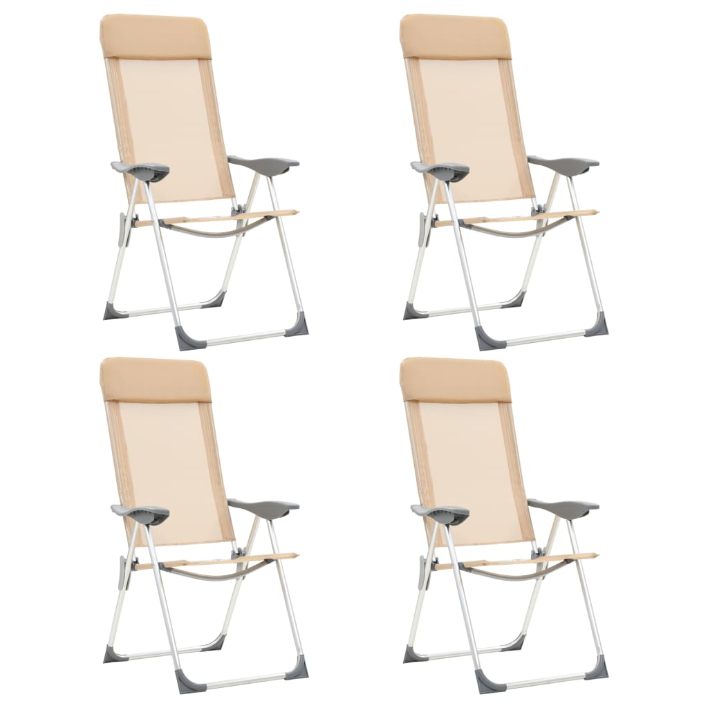 Vidaxl campingstole 4 pcs foldning aluminiumscreme hvid
