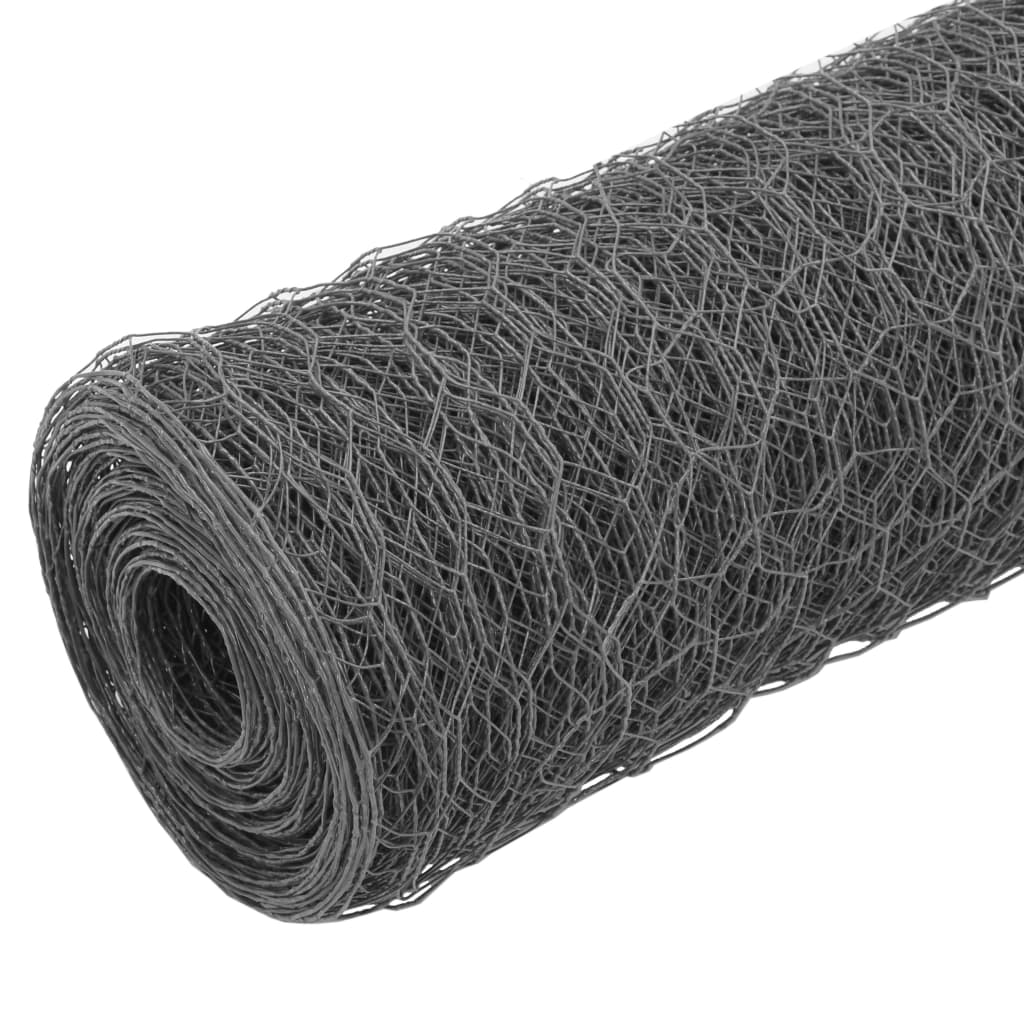 Vidaxl kyllingetråd 25x0,75 m stål med PVC -belægning grå
