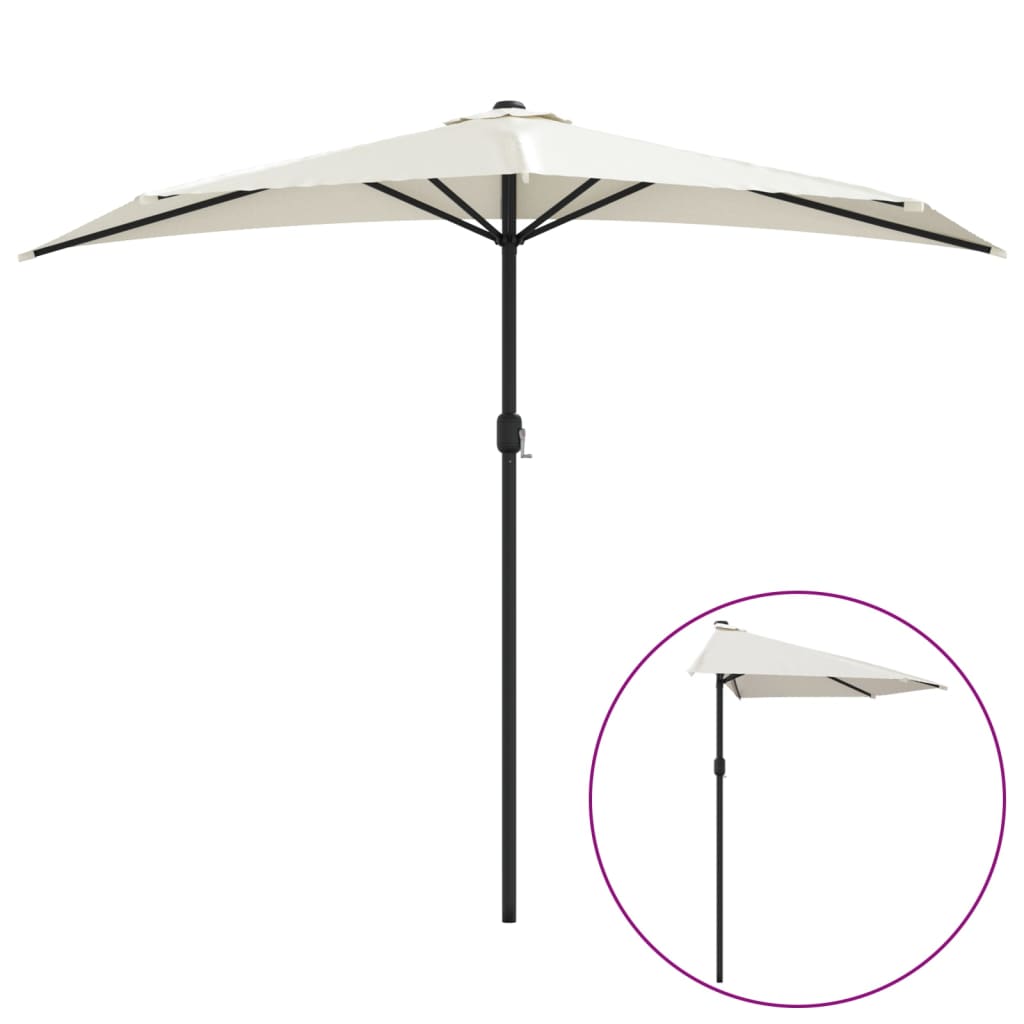 Vidaxl balkonparasol halvt med aluminiumstang 270x144 cm sand -farvet