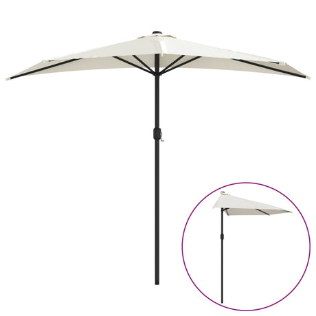 Vidaxl balkonparasol halvt med aluminiumstang 270x144 cm sand -farvet