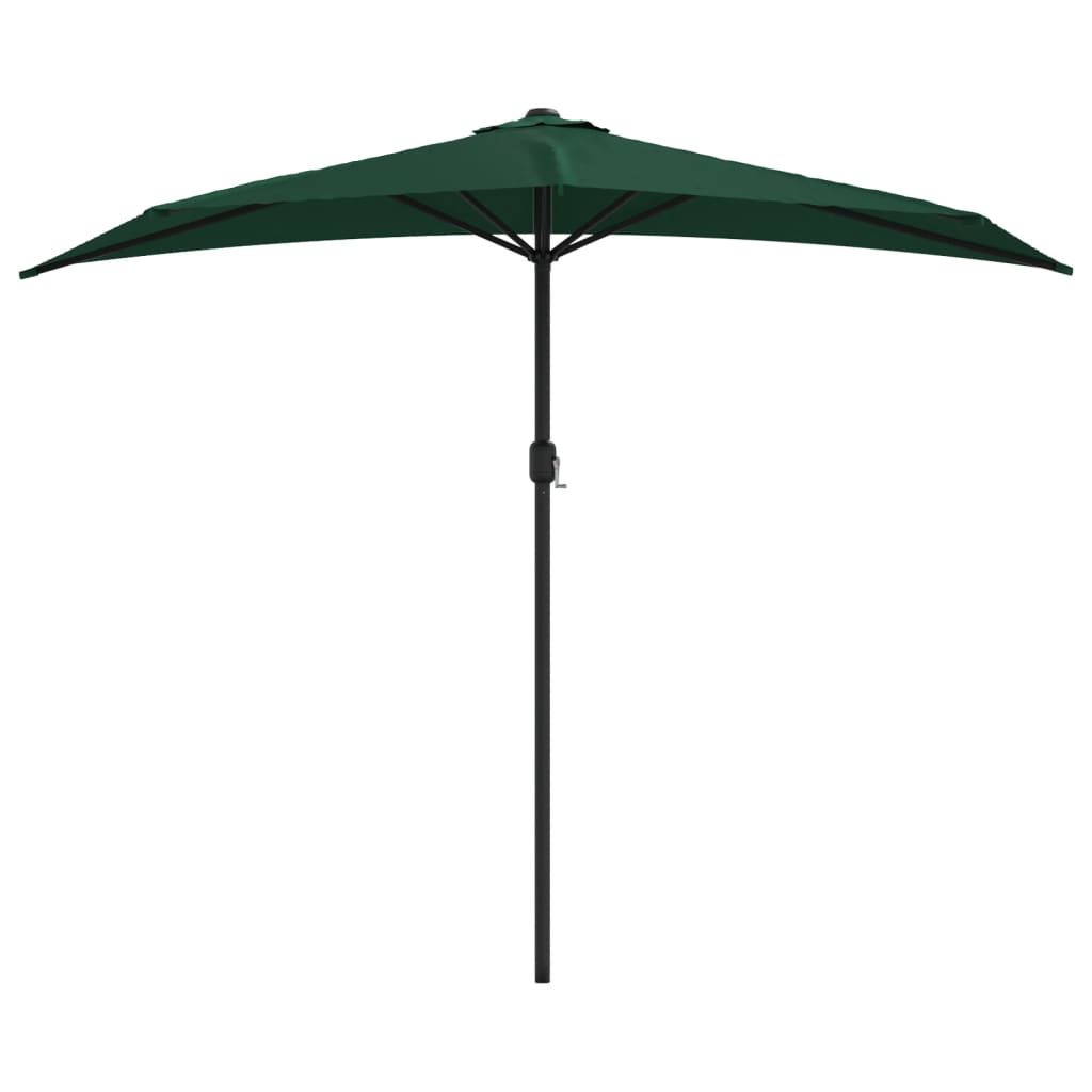 Vidaxl balkonparasol halvt med aluminiumstang 270x144 cm grøn