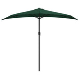 Vidaxl balkonparasol halvt med aluminiumstang 270x144 cm grøn