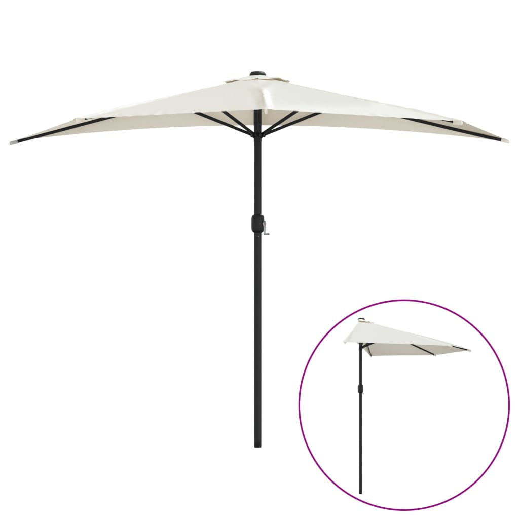 Vidaxl balkonparasol halvt med aluminiumstang 300x155 cm sand -farvet