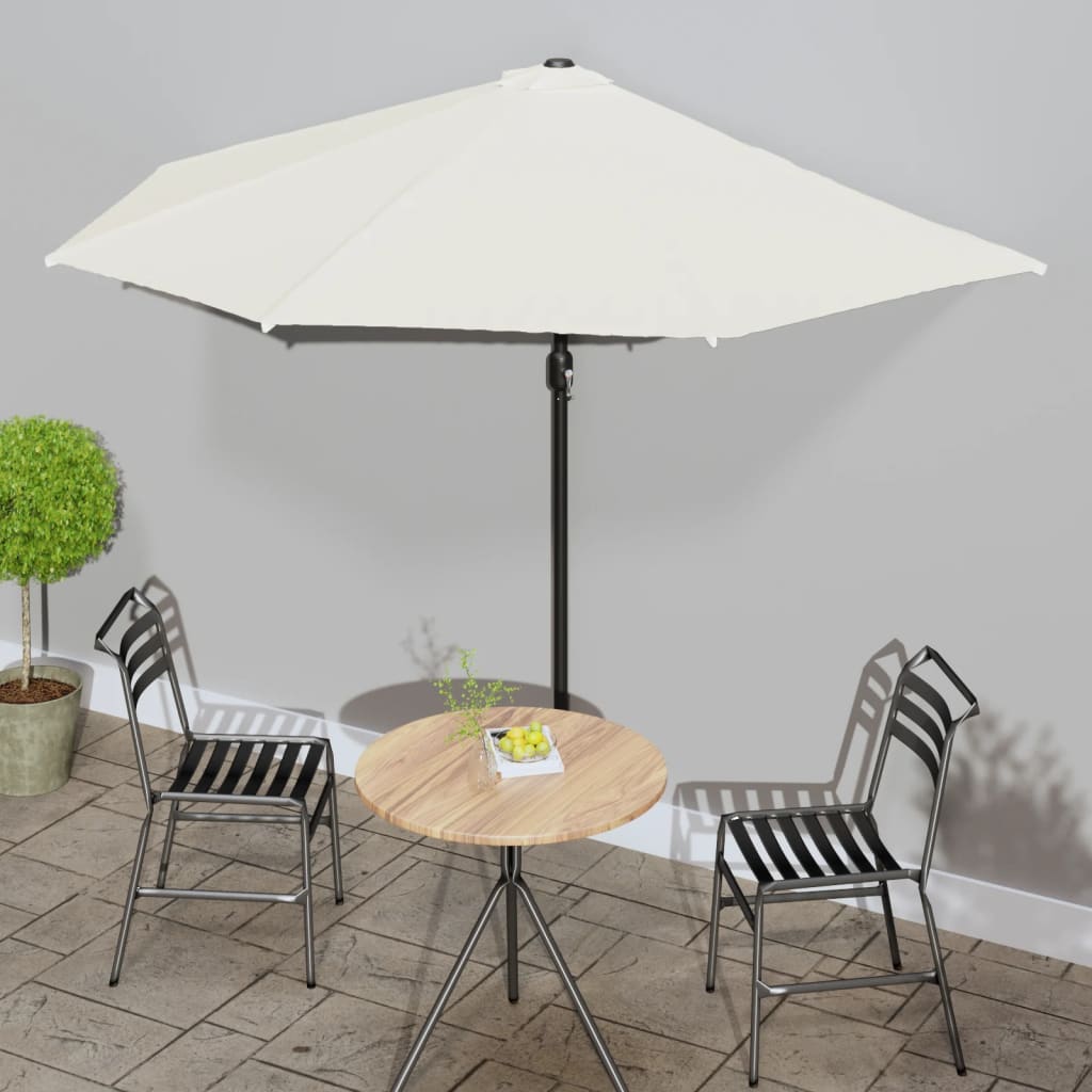 Vidaxl balkonparasol halvt med aluminiumstang 300x155 cm sand -farvet