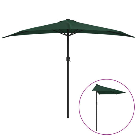 Vidaxl balkonparasol halvt med aluminiumstang 300x155 cm grøn