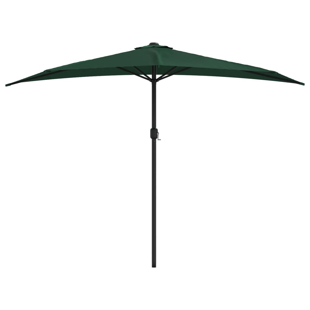 Vidaxl balkonparasol halvt med aluminiumstang 300x155 cm grøn