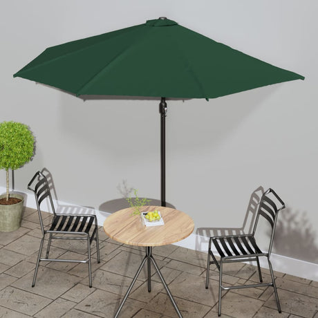 Vidaxl balkonparasol halvt med aluminiumstang 300x155 cm grøn
