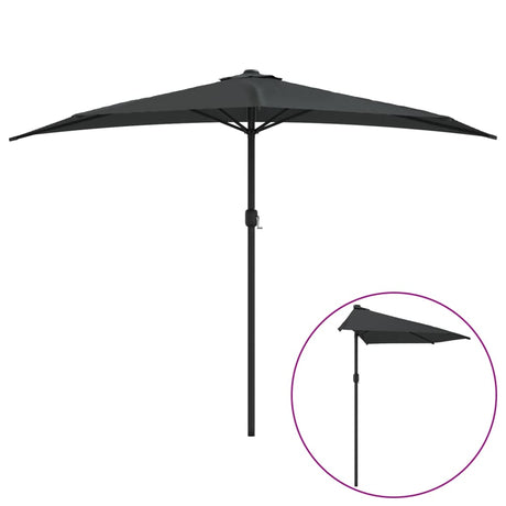 Vidaxl balkonparasol halvt med aluminiumstang 300x155 cm anthracit
