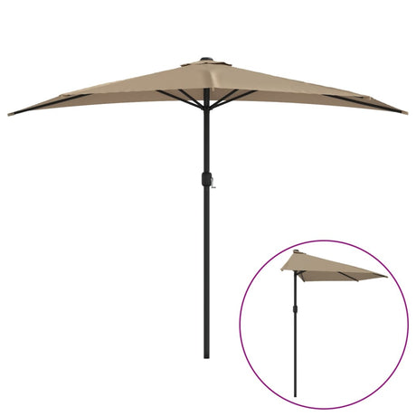 Vidaxl balkonparasol halvt med aluminiumstang 300x155 cm taupe