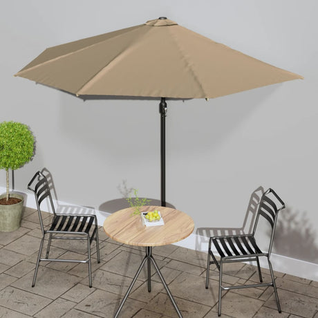Vidaxl balkonparasol halvt med aluminiumstang 300x155 cm taupe