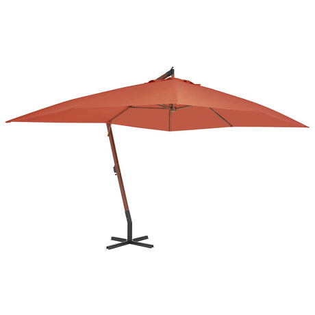 Vidaxl Flydende parasol med træpol 400x300 cm terracotta -farvet