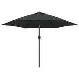 Vidaxl -parasol med LED -belysning og stålstang 300 cm antracit