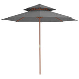 Vidaxl Parasol Double Decker med træpol 270 cm Anthracite
