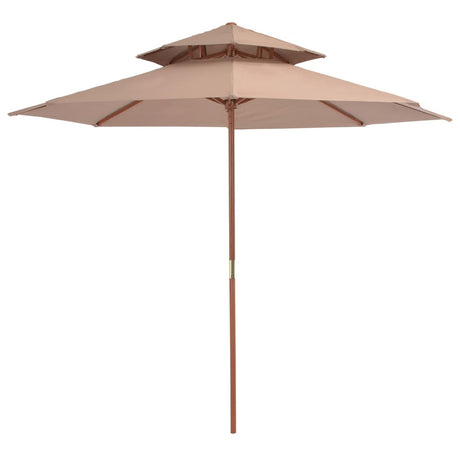Vidaxl Parasol Double Decker med træpol 270 cm taupe