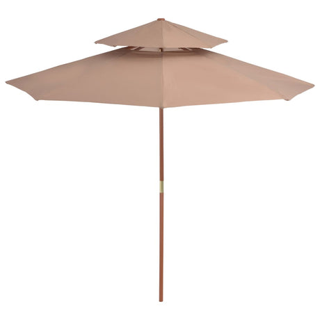 Vidaxl Parasol Double Decker med træpol 270 cm taupe