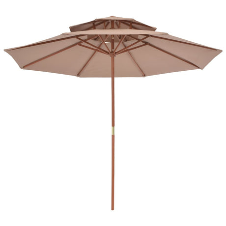 Vidaxl Parasol Double Decker med træpol 270 cm taupe
