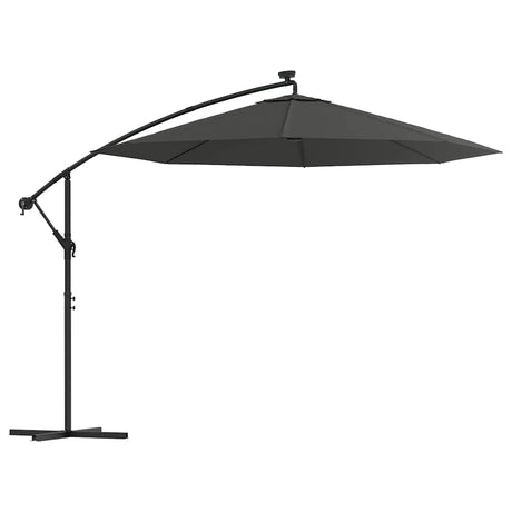 Vidaxl Floating Parasol med LED -belysningsstålstang 300 cm Anthracite