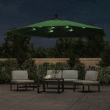 Vidaxl flydende parasol med LED -belysning og metalstang 350 cm grøn
