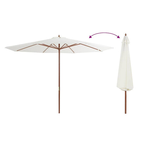 Vidaxl -parasol med træpol 350 cm sandhvid