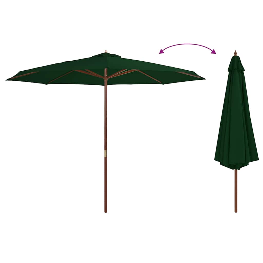 Vidaxl parasol med træstang 350 cm grøn